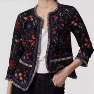 LOFT Women's Primavera Strawberry Floral Fringe, Navy - Size 4